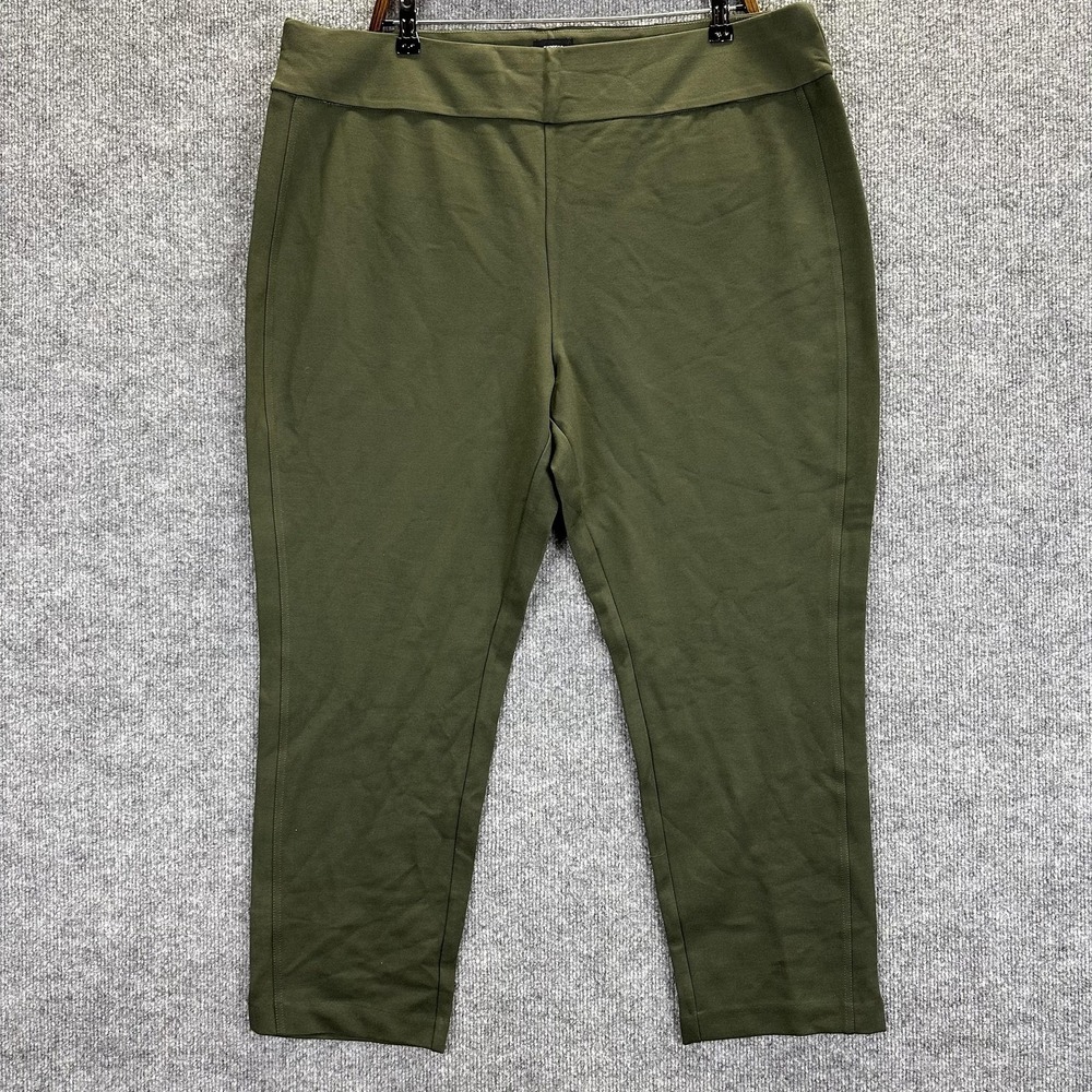 Express Pants Womens 2XL Green Ponte Pant Stretch Pull On Work Ankle Career